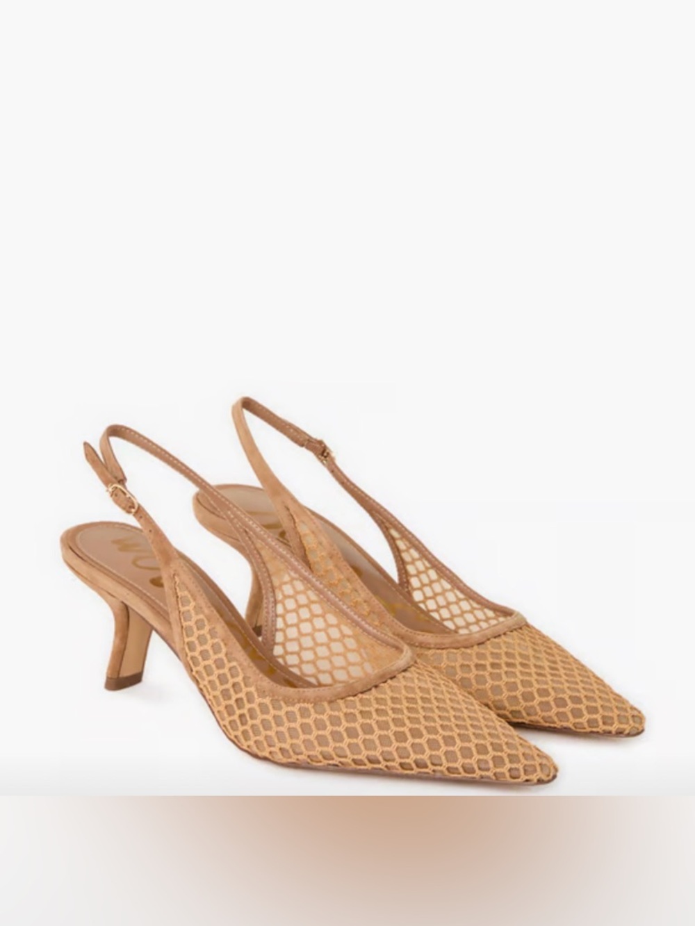 Sam Edelman Nude Beige Mesh Slingback Kitten Heels - Picture 2 of 11